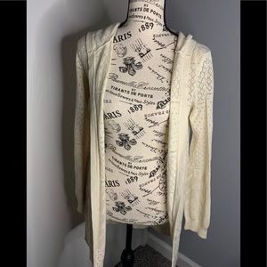 Creamy cardigan with hoodie!